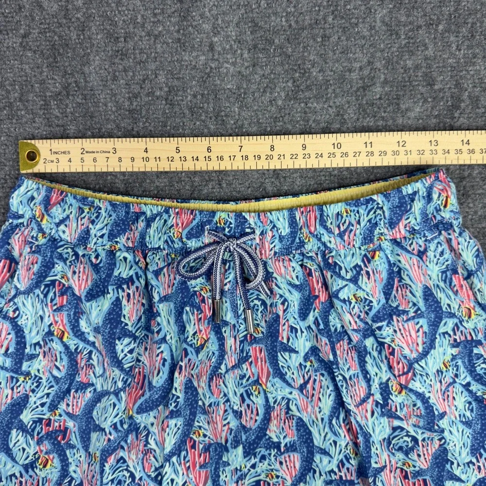 Peter Millar Seaside Collection Swim Trunks Mens M Blue Shark Coral‎ Vacation